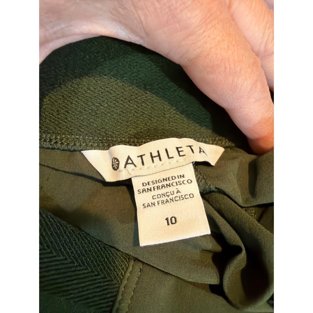 Athleta Green Solid Polyester Brooklyn Womens Wide Leg Pants 10 - Picture 3 of 10